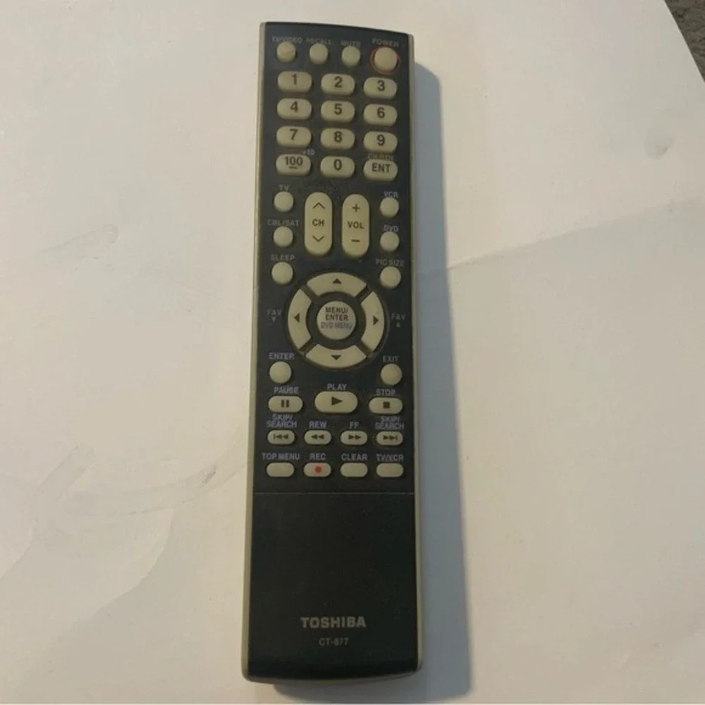 TOSHIBA CT-877 Remote Control‎ TV VCR DVD Player Universal Replacement
